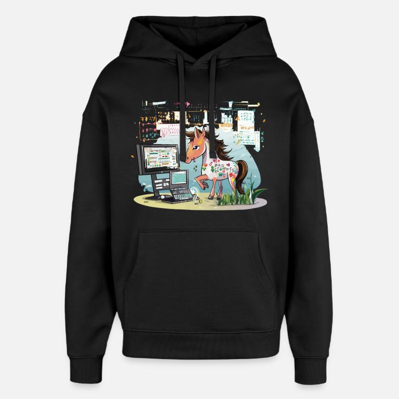 Digital Graffiti Pony - Oversized Unisex Hoodie by Stanley/Stella - black
