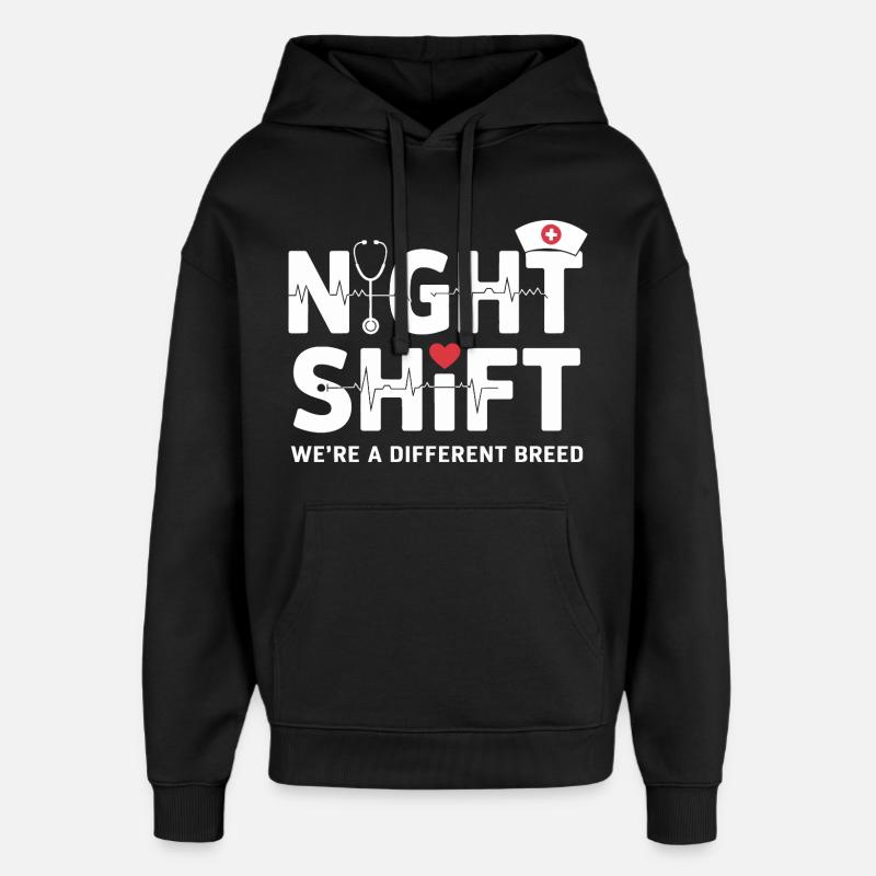 NachtSchicht Herzpfleger – Different Breed - Oversized Unisex Hoodie by Stanley/Stella - black
