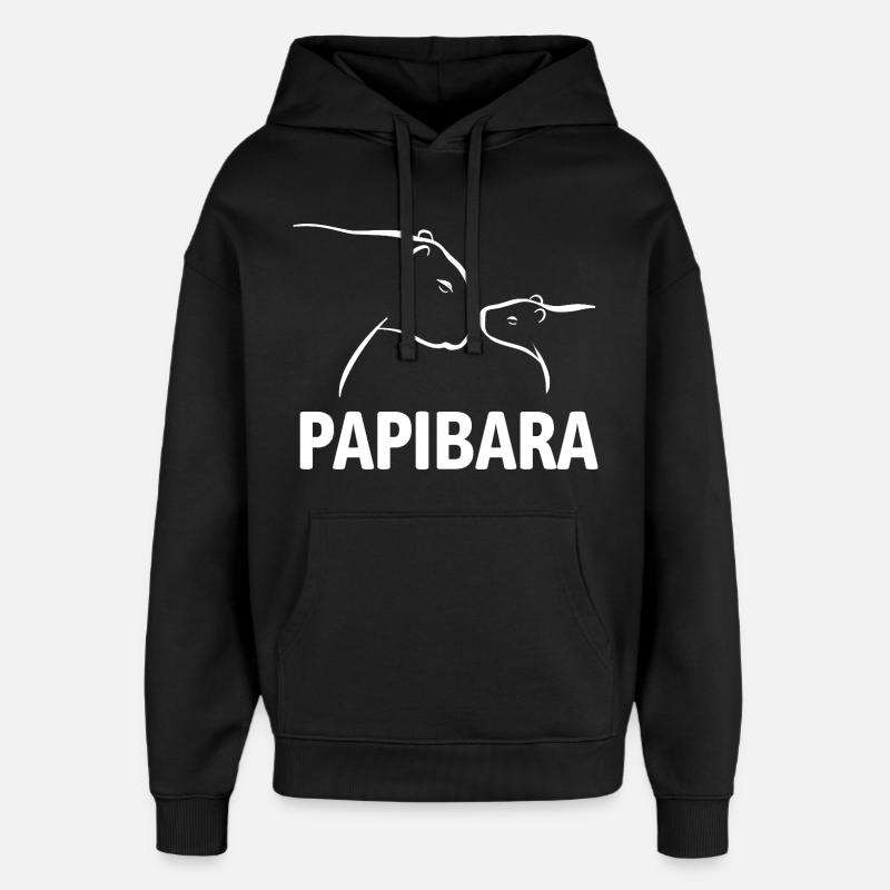 Papibara - Capybara Vater und Kind - Oversized Unisex Hoodie von Stanley/Stella - Schwarz