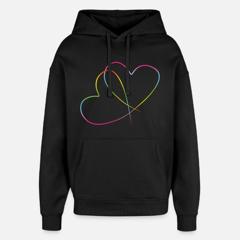 Cœurs arc-en-ciel Amour sans frontières - Sweat à capuche unisexe Stanley/Stella Oversized - noir