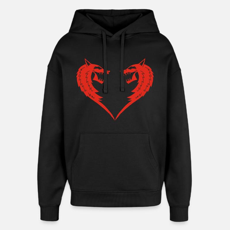 Coeur de loup rouge - Sweat à capuche unisexe Stanley/Stella Oversized - noir