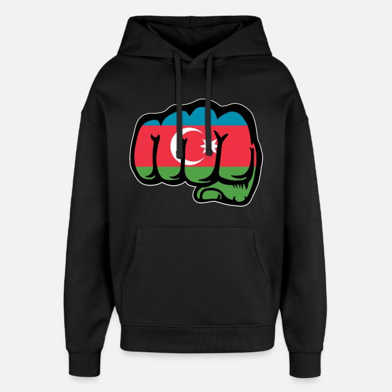 Aserbaidschan Flagge Faust Hand - Oversized Unisex Hoodie von Stanley/Stella - Schwarz