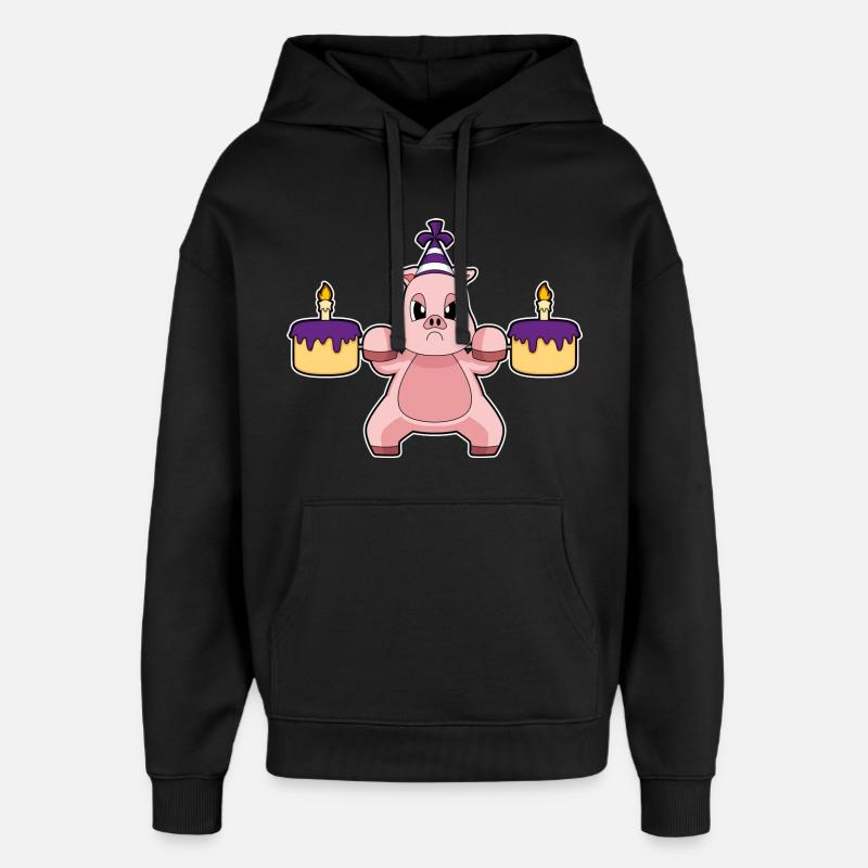 Cochon Anniversaire Musculation - Sweat à capuche unisexe Stanley/Stella Oversized - noir