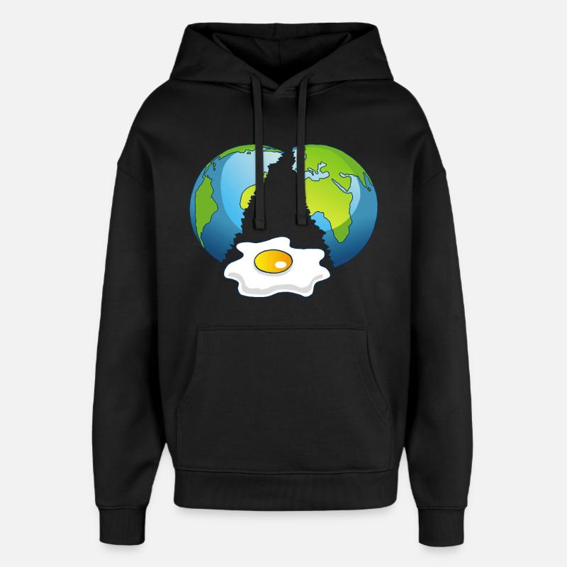 Planet Erde ist ein Ei - Oversized Unisex Hoodie von Stanley/Stella - Schwarz