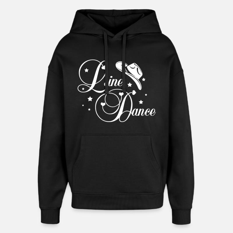 Line Dance Script - Oversized Unisex Hoodie by Stanley/Stella - black