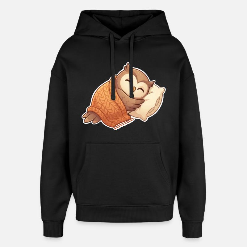 Eule Schlafen - Oversized Unisex Hoodie von Stanley/Stella - Schwarz