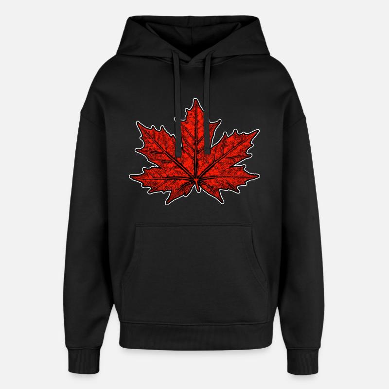 Maple / Leaf - Oversized Unisex Hoodie by Stanley/Stella - black