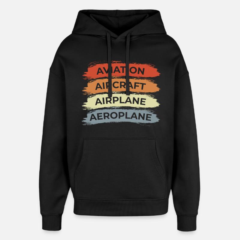 Aéronefs d’aviation Aéronefs - Sweat à capuche unisexe Stanley/Stella Oversized - noir