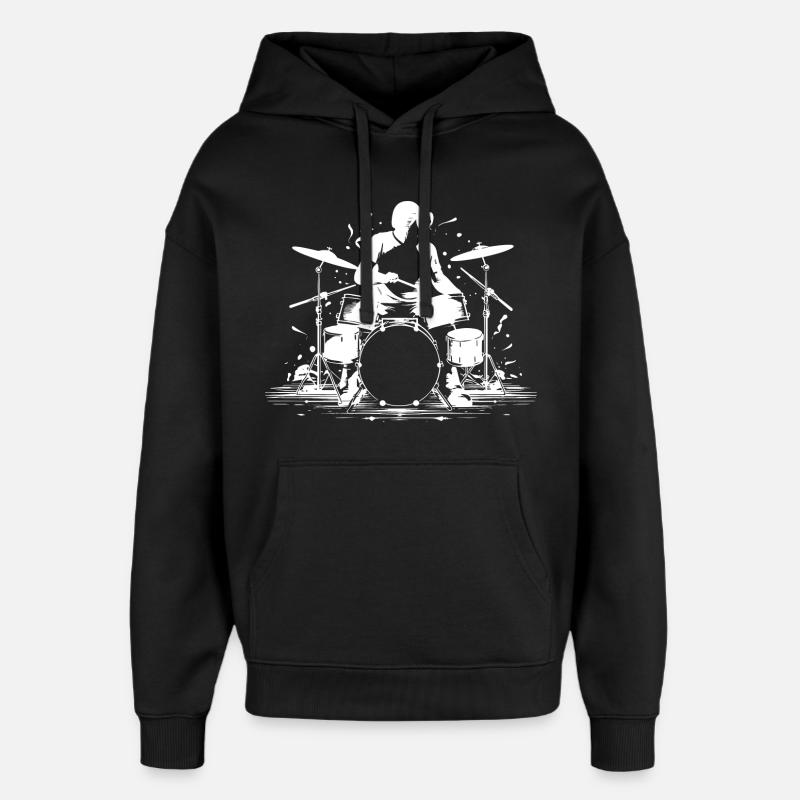 Graphiques Drummer - Sweat à capuche unisexe Stanley/Stella Oversized - noir