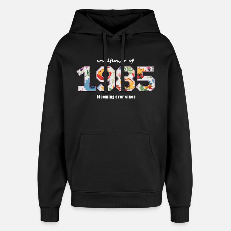 Floral 1985 - 40e anniversaire - Sweat à capuche unisexe Stanley/Stella Oversized - noir