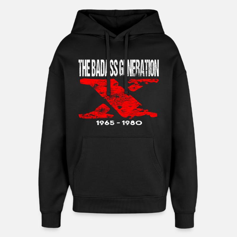 Génération X 1965 1980 Rétro - Sweat à capuche unisexe Stanley/Stella Oversized - noir