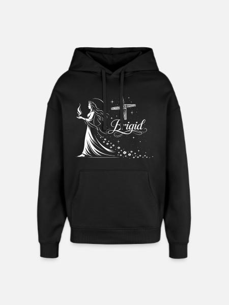 Imbolc Celtic Goddess Brigid with Flame - Oversized Unisex Hoodie by Stanley/Stella - black