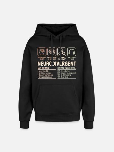 Neurodivergent Facts Neurodiversity Design - Oversized Unisex Hoodie by Stanley/Stella - black