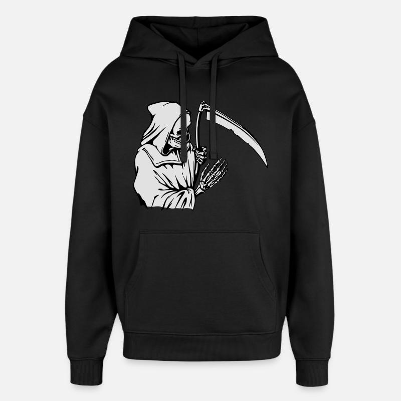 Sensenmann-Silhouette mit Sense - Oversized Unisex Hoodie von Stanley/Stella - Schwarz