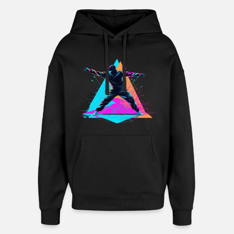 Breakdance Couleurs Rétro - Sweat à capuche unisexe Stanley/Stella Oversized - noir