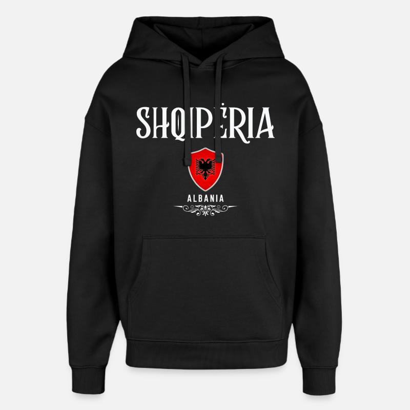 Fierté albanaise, drapeau albanais - Sweat à capuche unisexe Stanley/Stella Oversized - noir