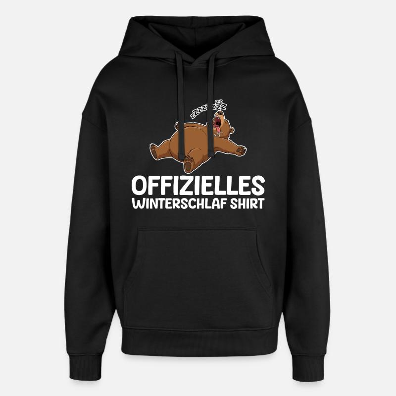 Mode Hibernation Ours Drôle Lève-Tard - Sweat à capuche unisexe Stanley/Stella Oversized - noir