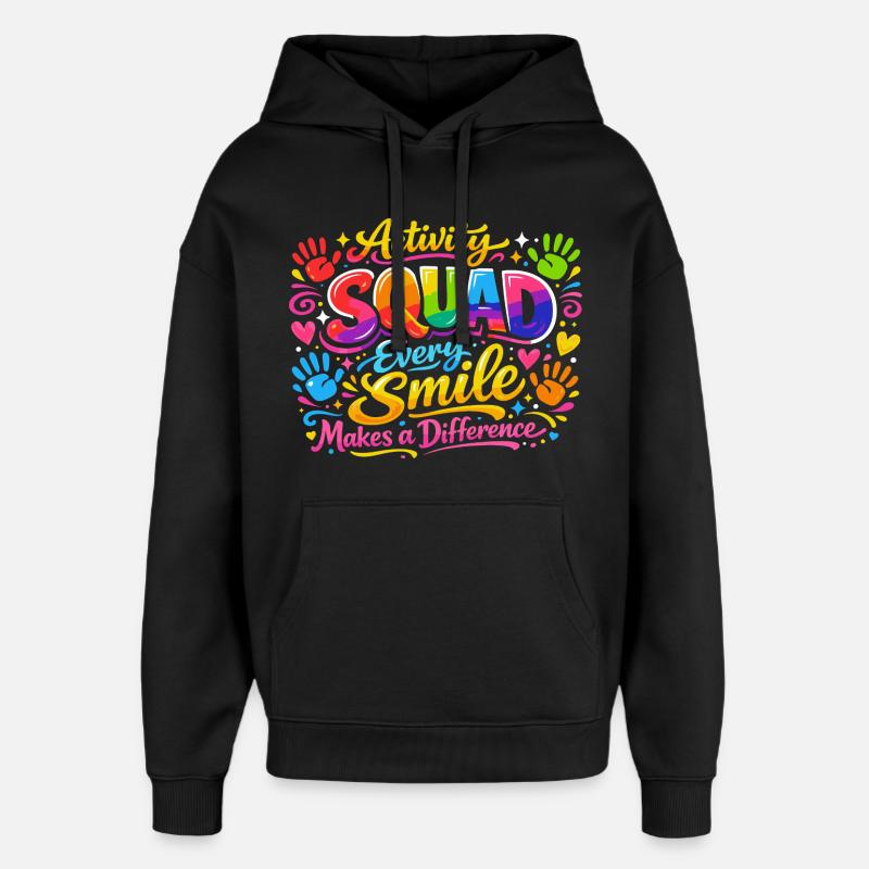 Animation team: Every smile counts - Oversized Unisex Hoodie by Stanley/Stella - black