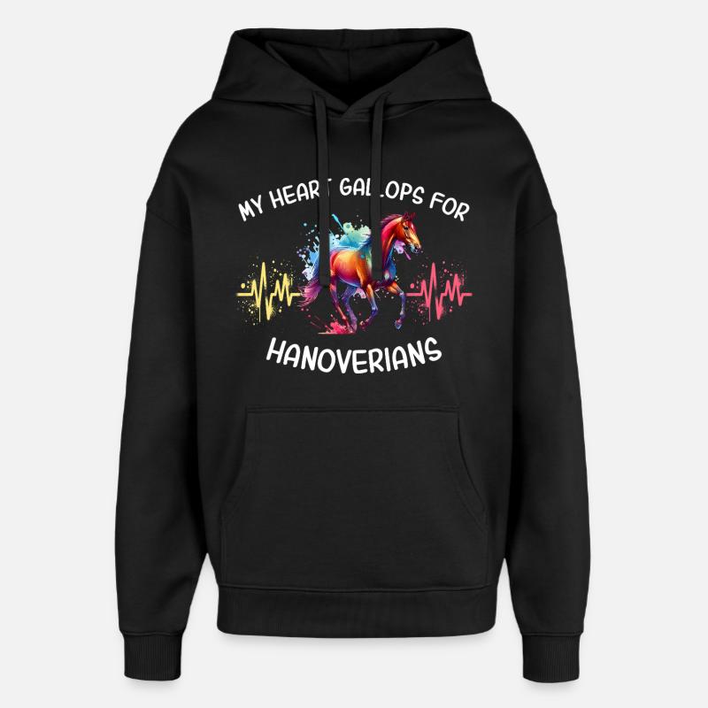 Hannoveraner Herzlinie Pferd - Oversized Unisex Hoodie von Stanley/Stella - Schwarz
