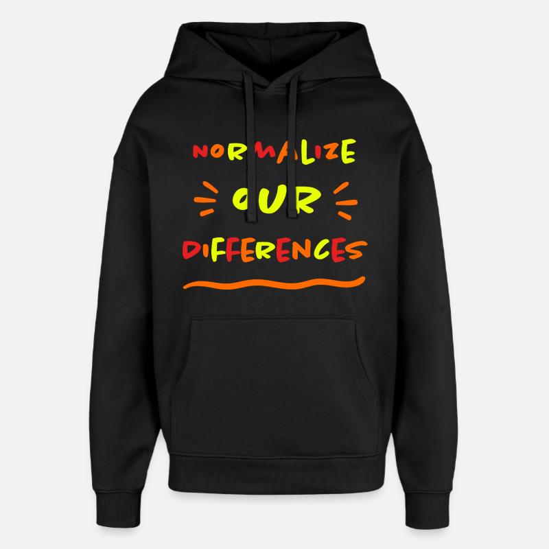 Normalize our Differences - Inclusion - neon - Oversized Unisex Hoodie by Stanley/Stella - black