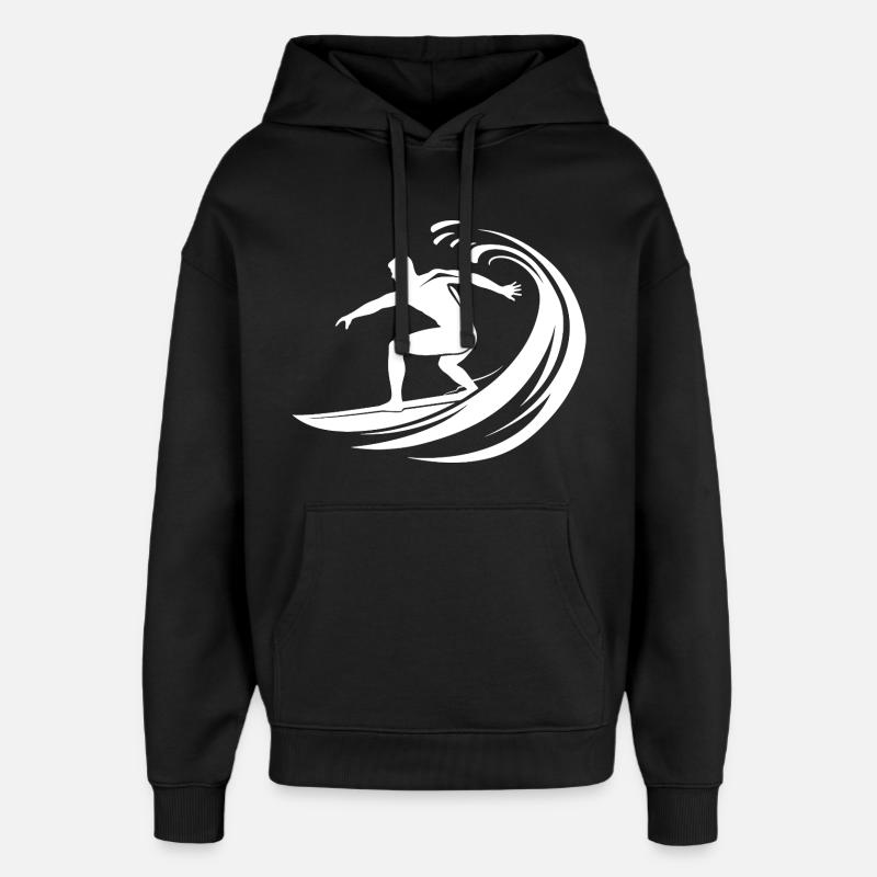 Logo de surf - Sweat à capuche unisexe Stanley/Stella Oversized - noir
