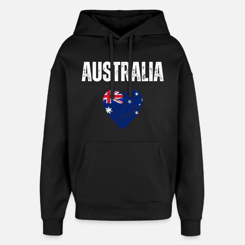 J’aime l’Australie, drapeau de l’Australie - Sweat à capuche unisexe Stanley/Stella Oversized - noir