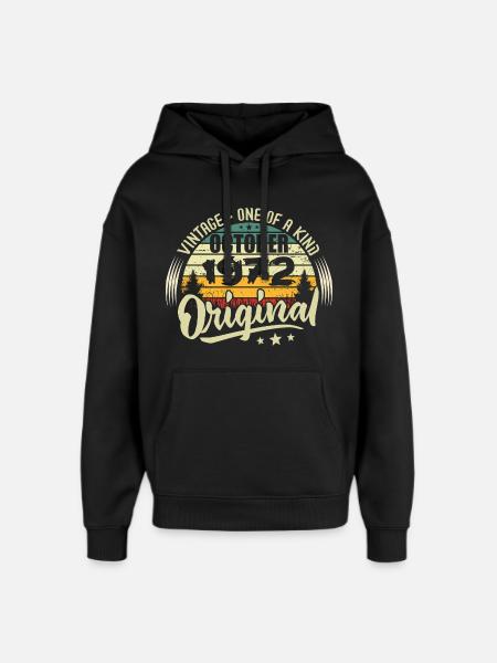 October 1972 Birthday Gift - Oversized Unisex Hoodie by Stanley/Stella - black