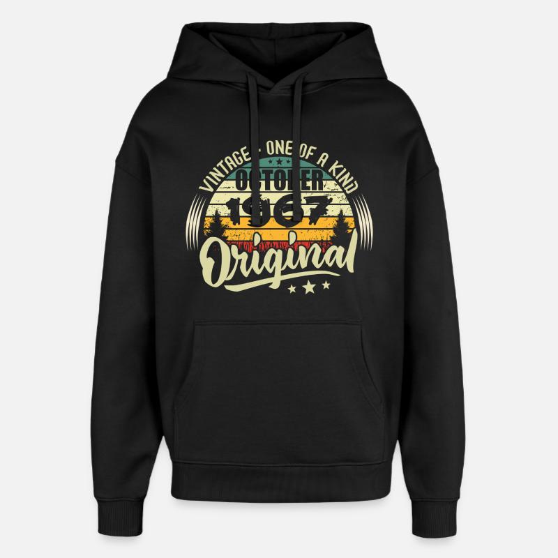 Cadeau Anniversaire Octobre 1967 - Sweat à capuche unisexe Stanley/Stella Oversized - noir