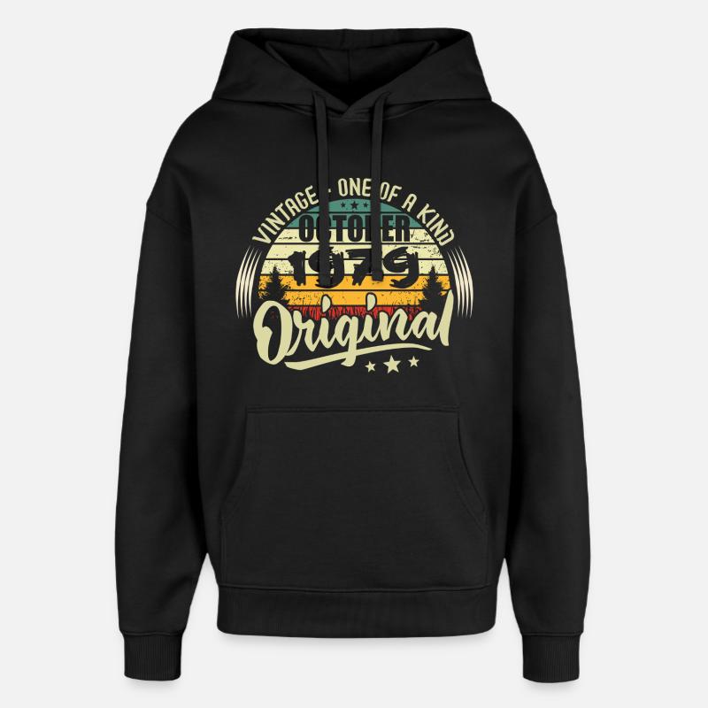Cadeau Anniversaire Octobre 1979 - Sweat à capuche unisexe Stanley/Stella Oversized - noir