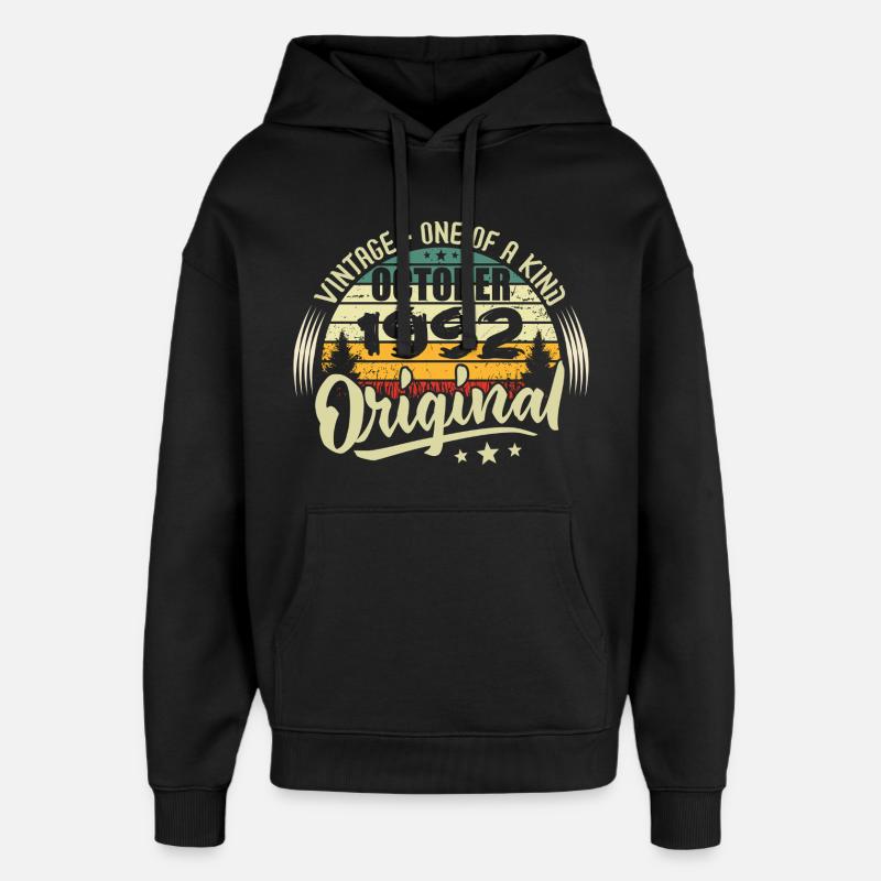Cadeau Anniversaire Octobre 1992 - Sweat à capuche unisexe Stanley/Stella Oversized - noir