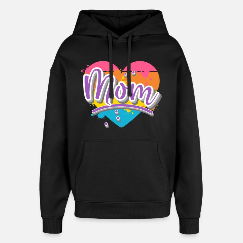 Cœur de maman - Sweat à capuche unisexe Stanley/Stella Oversized - noir