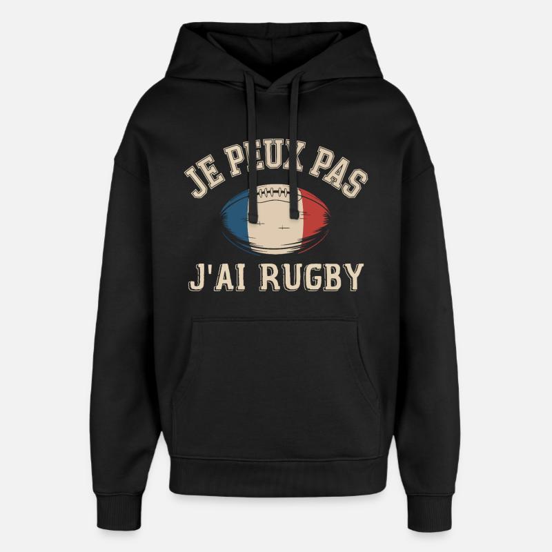 Je Peux Pas J'ai Rugby - Sweat à capuche unisexe Stanley/Stella Oversized - noir
