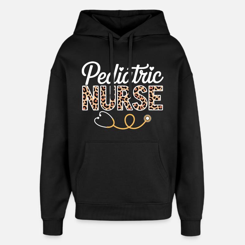 Infirmière pédiatrique Leopard - Sweat à capuche unisexe Stanley/Stella Oversized - noir