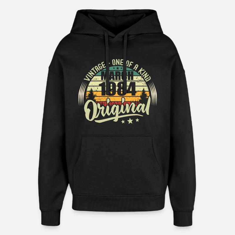 Légende Vivante Depuis Mars 1984 - Sweat à capuche unisexe Stanley/Stella Oversized - noir