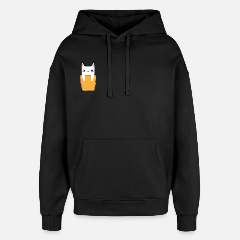 Chat dans la poche poitrine - Sweat à capuche unisexe Stanley/Stella Oversized - noir