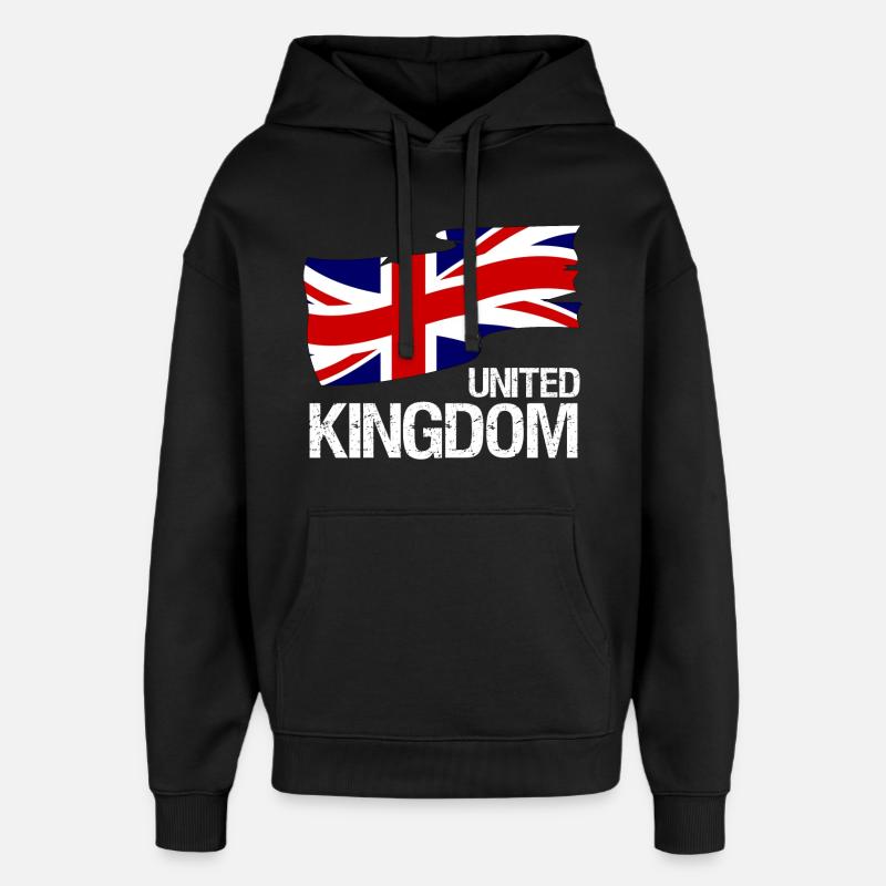 Drapeau britannique Union Jack - Design - Sweat à capuche unisexe Stanley/Stella Oversized - noir