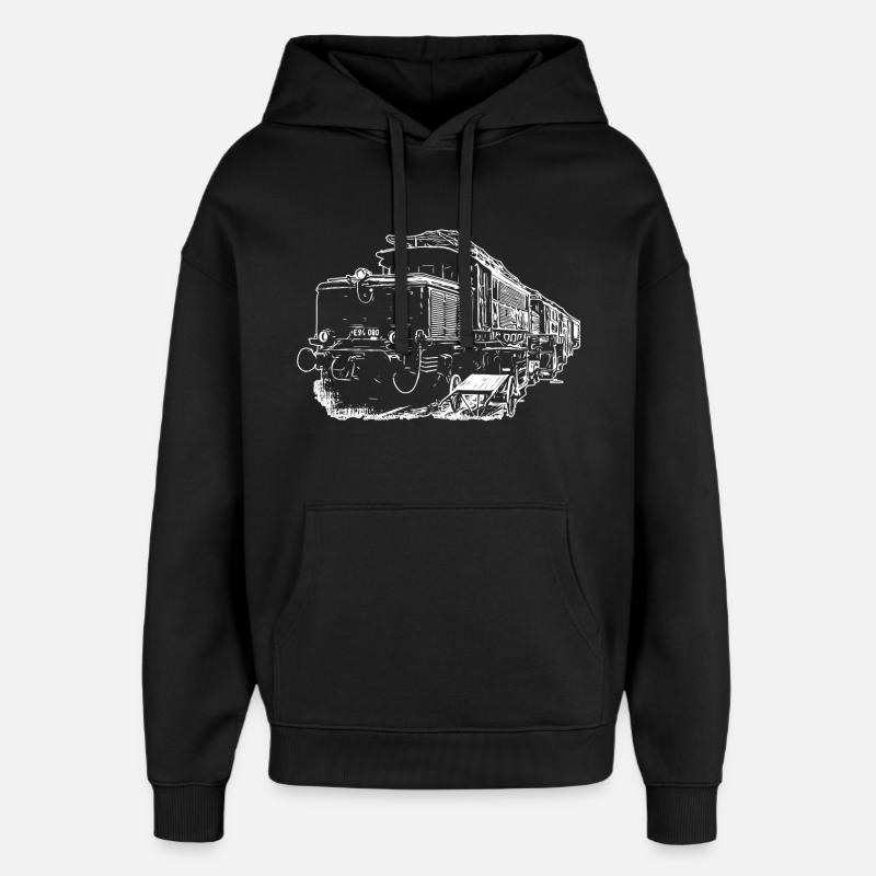E94 Train Le Crocodile - Sweat à capuche unisexe Stanley/Stella Oversized - noir