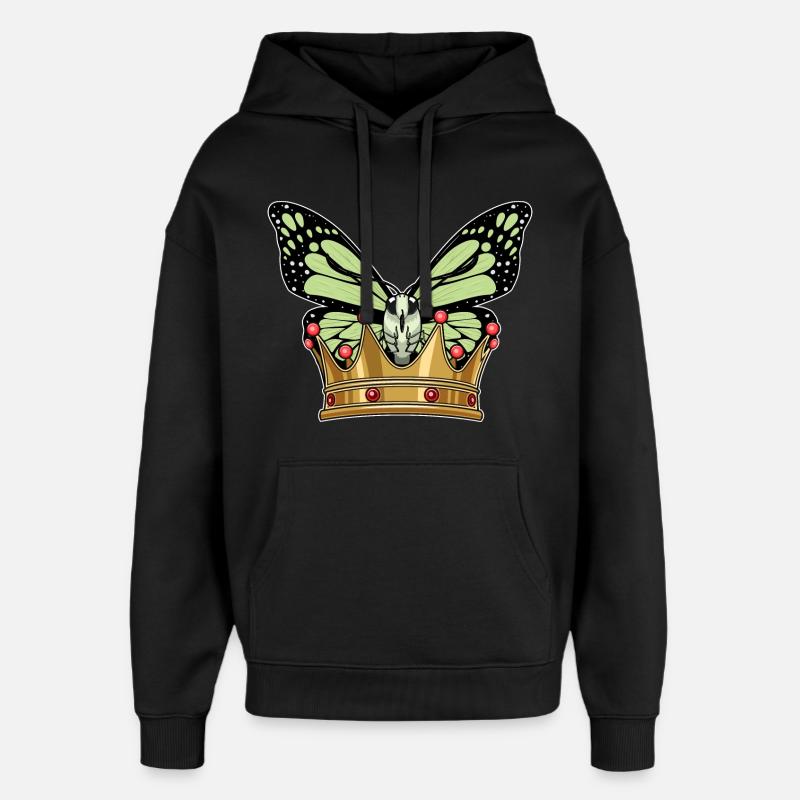 Couronne de papillon - Sweat à capuche unisexe Stanley/Stella Oversized - noir