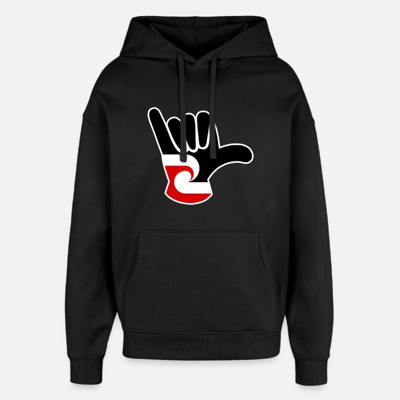 Drapeau maori Shaka - Sweat à capuche unisexe Stanley/Stella Oversized - noir