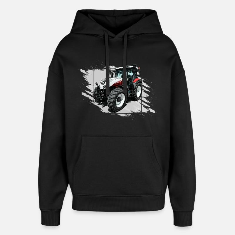 Tracteur Steyr Blanc - Sweat à capuche unisexe Stanley/Stella Oversized - noir
