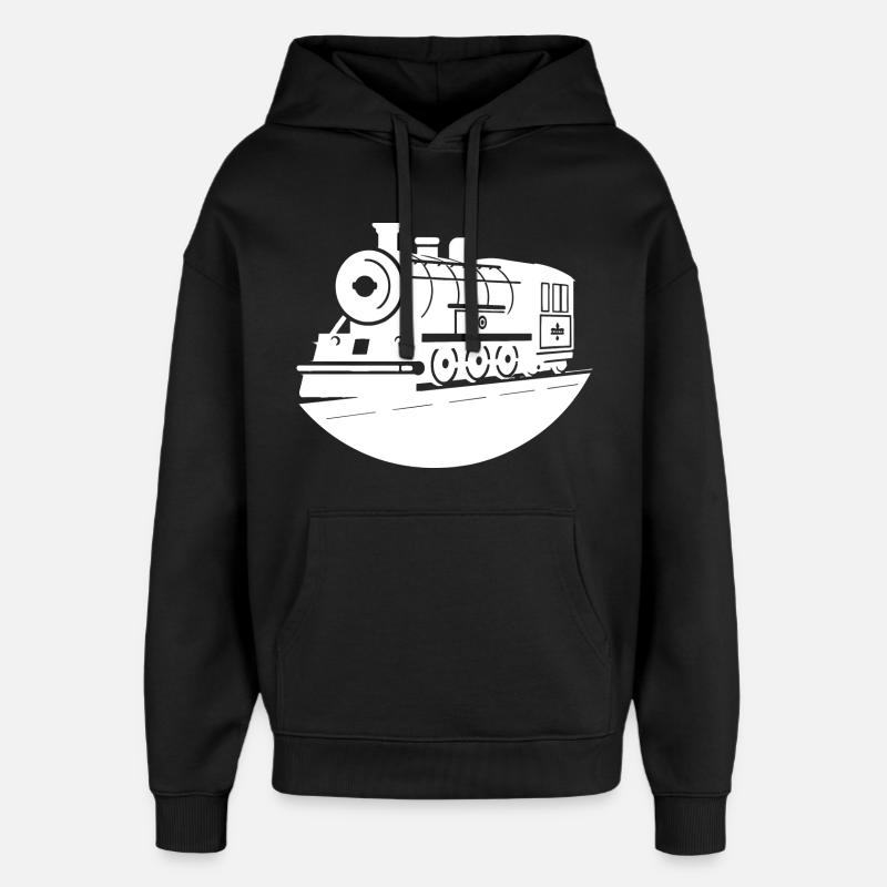Dessin de locomotive - Sweat à capuche unisexe Stanley/Stella Oversized - noir