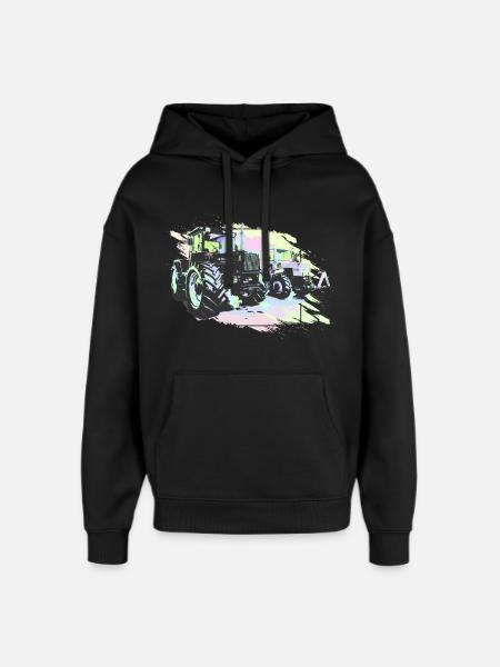 Old tractors - Oversized Unisex Hoodie by Stanley/Stella - black