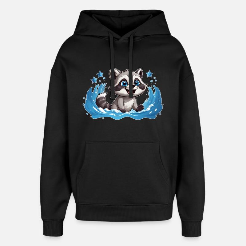 Kleiner Waschbär beim Planschen - Oversized Unisex Hoodie von Stanley/Stella - Schwarz