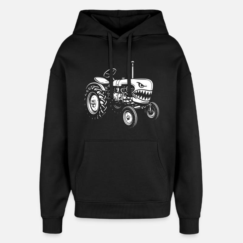 Shark Tractor Attack - Oversized Unisex Hoodie by Stanley/Stella - black
