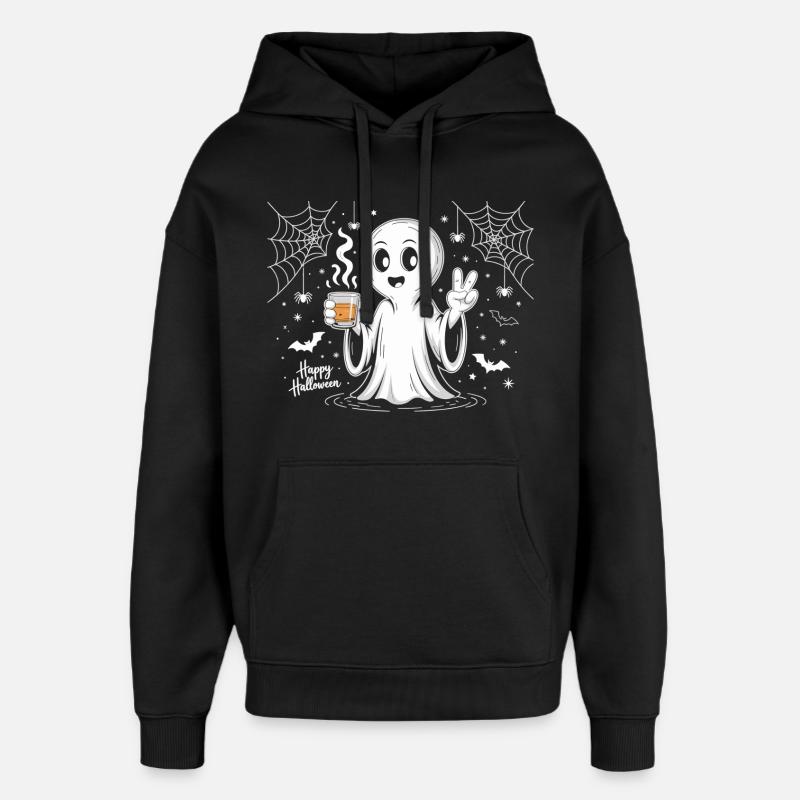 Schauriger Geist mit Halloween-Logo - Oversized Unisex Hoodie von Stanley/Stella - Schwarz