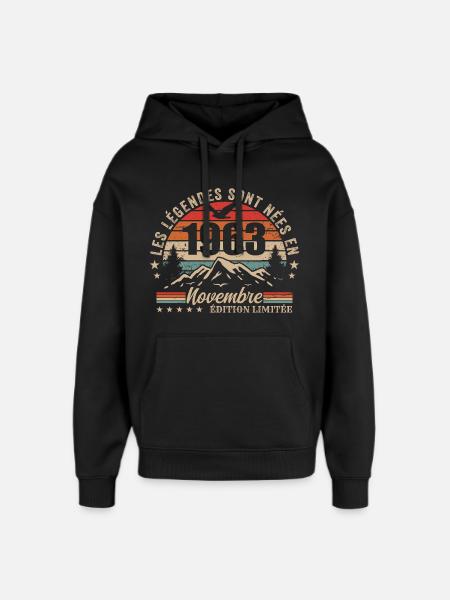 Awesome since November 1963 | November 1963 - Oversized Unisex Hoodie by Stanley/Stella - black