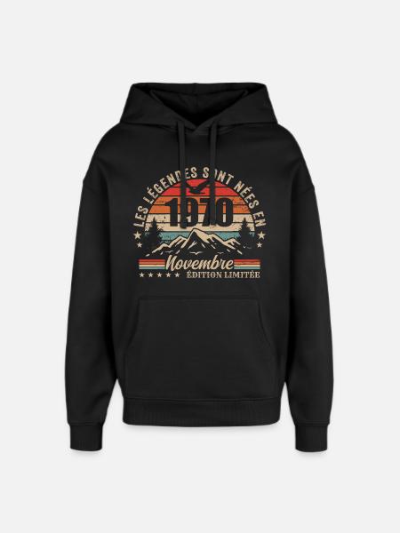 Awesome since November 1970 | November 1970 - Oversized Unisex Hoodie by Stanley/Stella - black