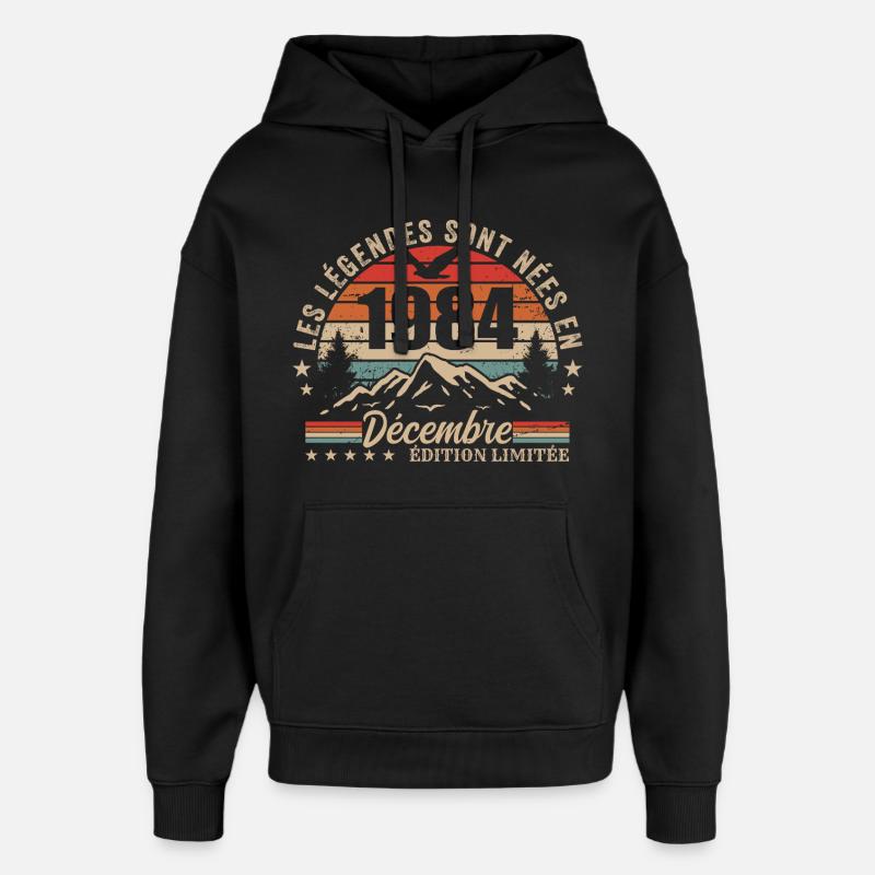 Rétro Décembre 1984 - Cadeau 41 Ans - Sweat à capuche unisexe Stanley/Stella Oversized - noir