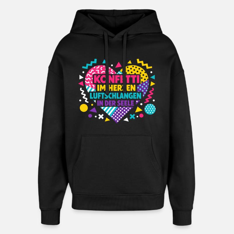 Confettis de carnaval dans le cœur - cadeau drôle - Sweat à capuche unisexe Stanley/Stella Oversized - noir