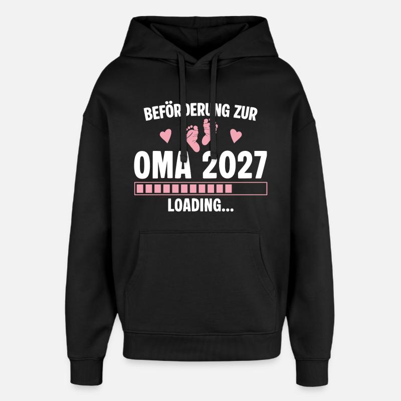 Beförderung zur Oma 2027 - Loading Nachwuchs - Oversized Unisex Hoodie von Stanley/Stella - Schwarz